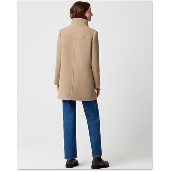 J. Crew Factory Button Neck City Coat Plus Size– Heather Acorn (Tan/Camel) - Picture 3 of 8